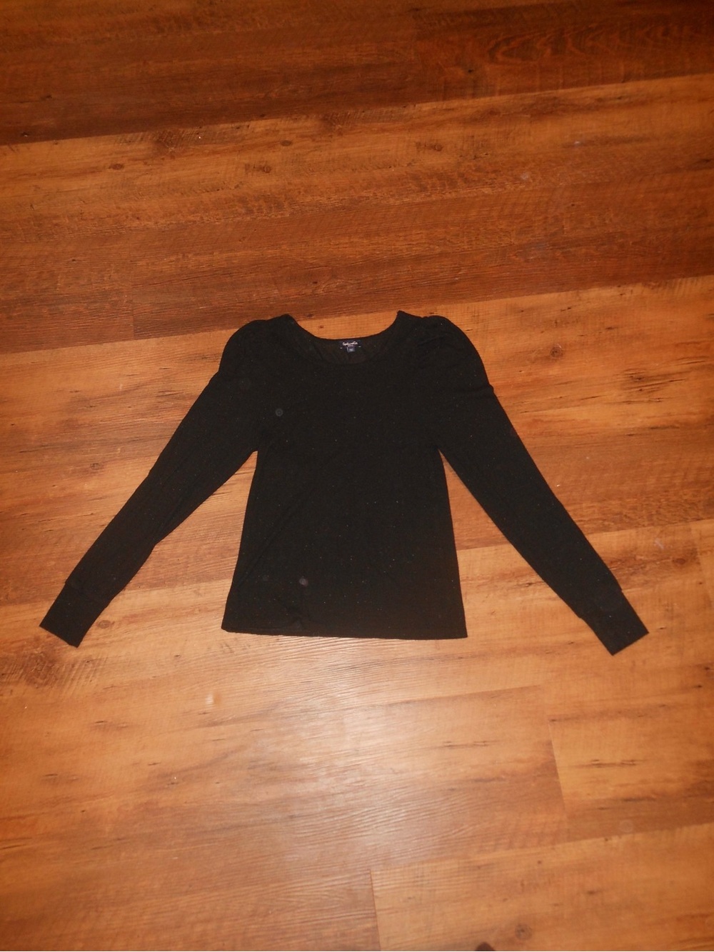 Splendid Black Sparkle Detail Puffy Sleeve Top